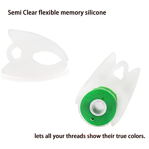 Fbshicung 60pcs Semi Clear Silicone Thread Spool Savers, Includes 20 Thread Spool Huggers, 20 Bobbin Clips, 20 Bobbin Holders – Control Thread Ends and Keep Spools Tightly Wound for Sewing Storage