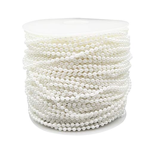 3MM Beaded Trim White Crafts Faux Pearl Beads Garland Roll Strand 164FT - color: White, size: 3mm