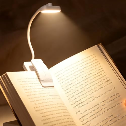 Choudao Rechargeable Book Light,Reading Light for Reading in Bed,White - color: Large clip-white