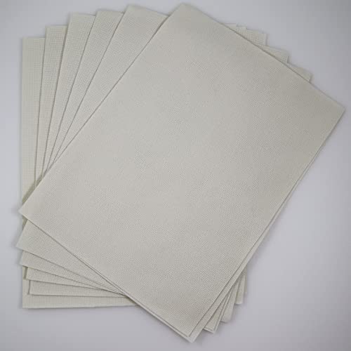 KCS 4/6 pc of 12" x 18" 18CT Counted Cotton Aida Cloth Cross Stitch Fabric (6 pc, Antique White) - color: Antique White, size: 6 pc