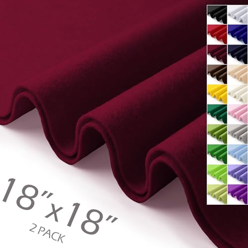 Burgundy Felt Fabric Sheets 18" x 18" (2 Pack) 1.6mm Soft Craft Felt - color: Burgundy