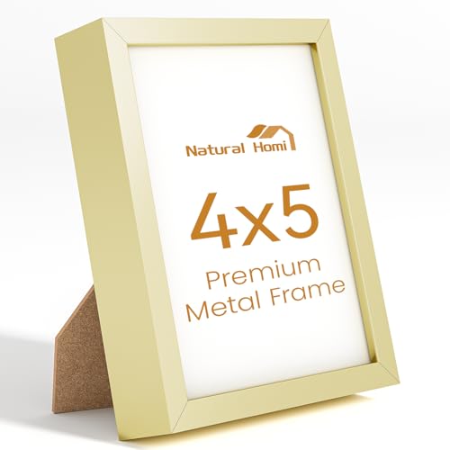 4x5 Aluminum Metal Picture Frame,Tempered Glass Gold Photo Frame 4x5 for Family Photo,Posters,Art,Document to Wall Mount Horizontally or Vertically - size: 4x5