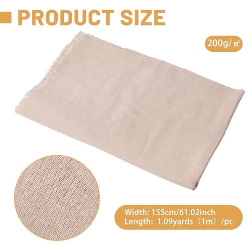 FREEBLOSS Linen Fabric by The Yard Natural Linen-Cotton Blend Fabric for Embroidery Needlework Quilting Supplies, Patchwork, Sewing, Home Decor 100 * 155cm/39 * 61 inches