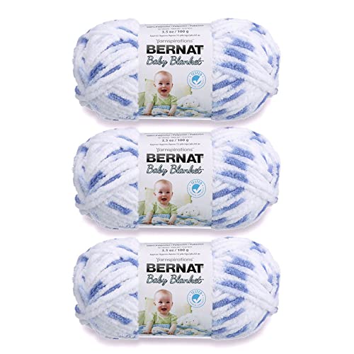 Bernat Baby Blanket Yarn for Crocheting Soft, Denim Print, 3-Pack - color: Denim Print, size: 3 Pack, style: Baby Blanket