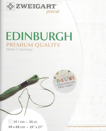 Wizardi Edinburgh 36 Count White 3217/100. Needlework Canvas, Cross-Stitch Fabric, Embroidery Cloth, Needlepoint Canvas. 100% Linen. Precut Zweigart - color: White