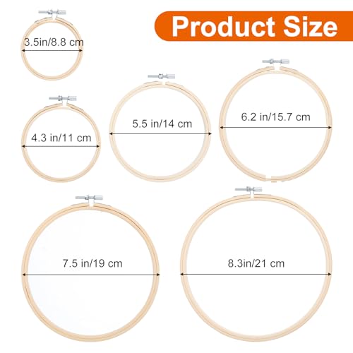 Ckhoid 18PCS Bamboo Embroidery Hoops Set Wood Circle Hoop Ring