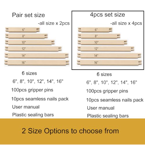 KAQAHIDO 6 Szie Needlepoint Stretcher Bars, 24pcs Set - size: 4Pcs Set ( 6"+8"+10"+12"+14"+16")