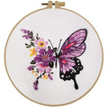 Embroidery Starter Kit for Adult Beginner with Butterfly Flower Pattern - color: Purple