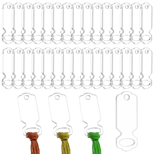 PH PandaHall 50pcs Acrylic Clear Thread Drops, Rectangle Cross Stitch Thread Organizers Embroidery Floss Drop Organizer Thread Bobbins Bulk for DIY Craft Sewing Thread Storage, 2.17x0.78 Inch - size: 2.17x0.78 Inch