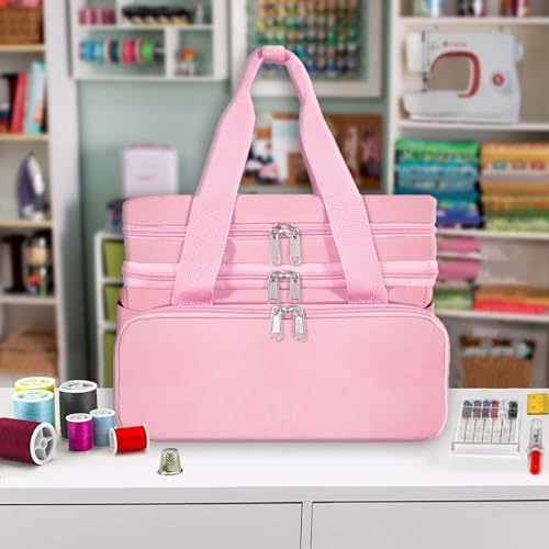 SINGER Portable Sewing Accessories Organizer Bag, 18 Compartments, Pink - color: Pink