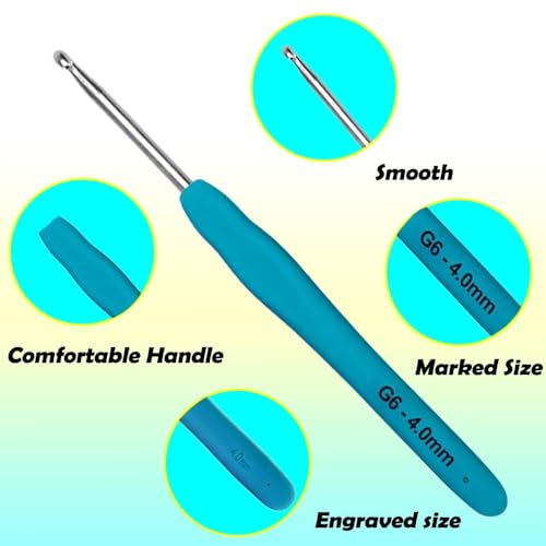 Yarniss 9 Sizes Ergonomic Crochet Hooks with Case 2.0mm~6.0mm for Beginner - size: 9 Size(2.0~6.0mm)