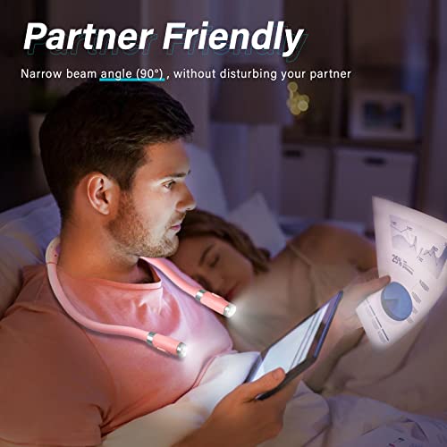 Vekkia Rechargeable LED Neck Book Light for Reading in Bed - color: Pink