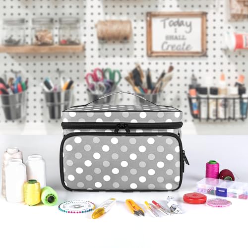 Luxja Sewing Storage Organizer with 2 Detachable Clear Pockets, Polka Dots - color: Polka Dots