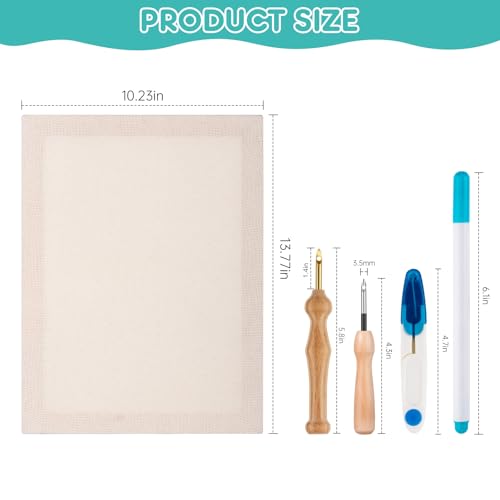 Zuaooz 3PC 10.2''x13.7'' Punch Fabric Frame,Punch Needle kit Includes 3 Wooden Frame Covered with Monks Cloth, 3.5mm and 5mm Punch Needles, a Marking Pen and Scissors for DIY Craft Decoration - style: 10.2 x 13.7 Inch 3PC
