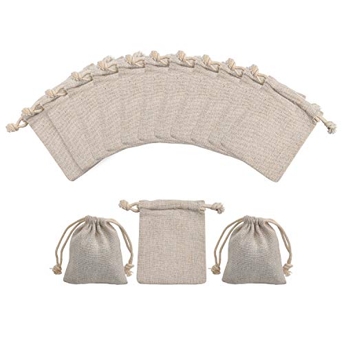 calary 50pcs Double Canvas Drawstring Bag Cotton Pouch Gift Sachet Bags Muslin Reusable Tea Bag 2.75x4 Inch - style: 2.75x4 Inch (Pack of 50)