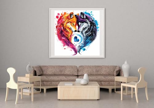Moohue Stamped Cross Stitch Kits for Adults Animals Love Wolves 14CT Pre Printed Cross Stitch Kits for Beginners (Animals Love Wolves) - color: Animals Love wolves