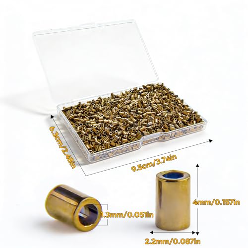 1400Pcs Glass Bugle Beads 2.2×4mm Large Hole 1.3mm Tube Beads for Embroidery, Spacer Beads for DIY Jewelry Making (Antique Bronze) - color: Antique Bronze