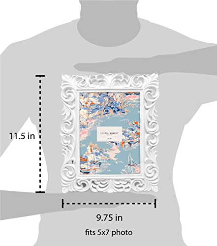 Laura Ashley 5x7 White Vintage Inspired Resin Scroll Design Picture Frame - color: White, size: 5x7