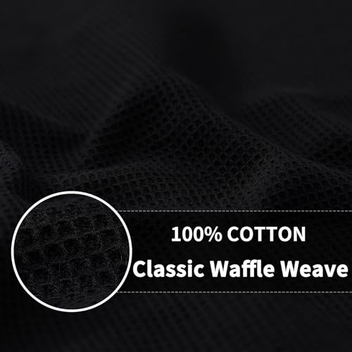Homaxy 100% Cotton Waffle Weave Dish Cloths, 8 Pack, Black - color: Black, size: 12 x 12 - 8 Pack