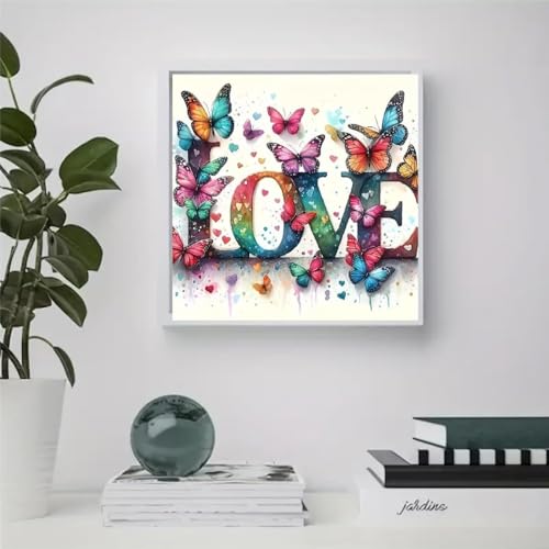niurenmaoyi Stamped Cross Stitch Kits for Beginners,Counted Embroidery Craft Kits for Adults,Needlepoint Kits for Adults,Butterfly Love Wall Art 13.8X13.8In - color: Cross Stitch Kits0111-05