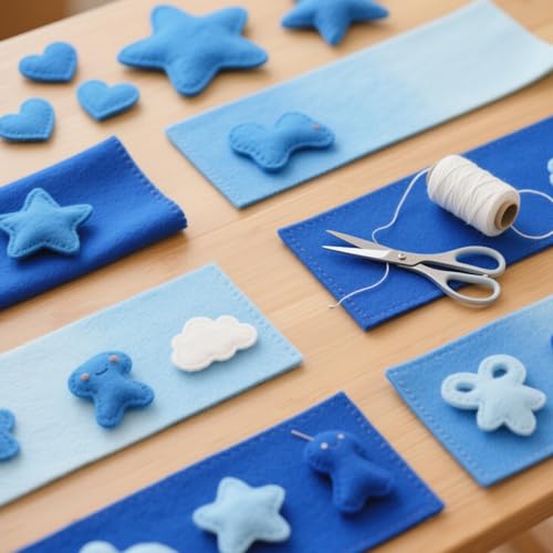 NEBURORA 20 Pcs 2mm Thick Stiff Felt Sheets for Crafts Sewing(Blue Series) - color: Blue