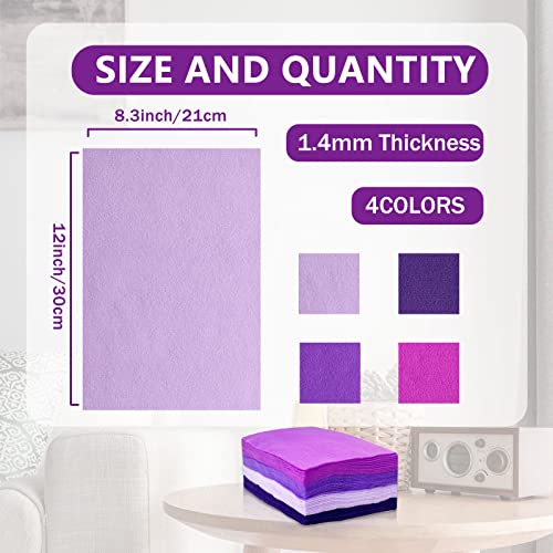 Jtnohx Soft Felt Sheets Felt Fabric for Crafts 4 Colors 40Pcs Purple Series - color: Purple Series