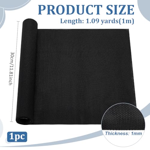 BENECREAT 14CT Plastic Cross Stitch Fabric, 39.3x11.8 Inch Black Cross Stitch Vinyl Aida Cloth for Craft Embroidery, Handmade Needlework, DIY Handicrafts, 1mm Thick - color: Black