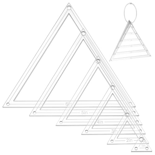NBEADS 6 Pcs 6 Sizes Transparent Acrylic Sewing Template, Acrylic Quilting Rulers Triangle Template with Iron Binder Rings for Sewing Patchwork Crafts, Hole: 3.5mm-5mm - style: Triangle