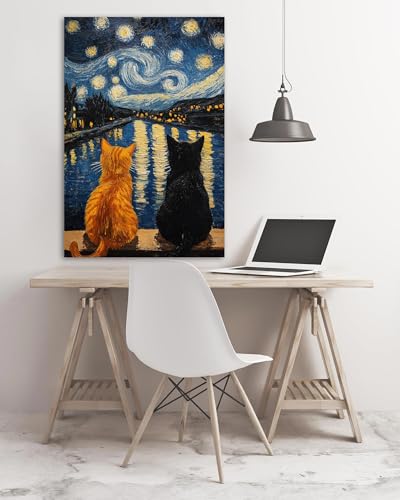 askkqtx Cat Stamped Cross Stitch Kits for Beginners Adults 12x16 Inch - color: XJ009