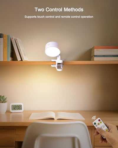 Clip on Light 5000mAh Rechargeable Battery, Clamp Reading Light for Bed - color: White