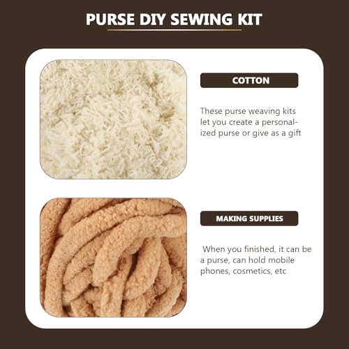 DOITOOL Purse DIY Sewing Kit with Deer Pendant - Handmade Braided Bag Material Set for Beginners Practical Crochet Purse Making Supplies 7.28X4.13X1.57 Inch - color: Khaki