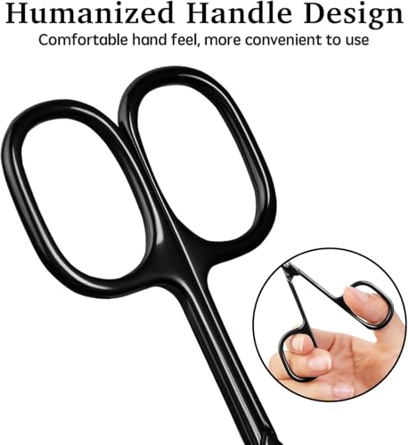 Professional Cuticle Scissors Extra Fine for Women and Men, Upgraded Curved Precise Pointed Tip Grooming Scissors for Trimming Eyebrow, Eyelash, Trim Nail and Dry Skin (Black)
