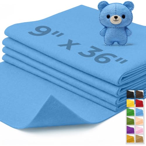 IONTACH 9" X 36" Soft Felt Sheets 1.6mm Thick (4 Packs, Sky Blue) - color: Sky Blue