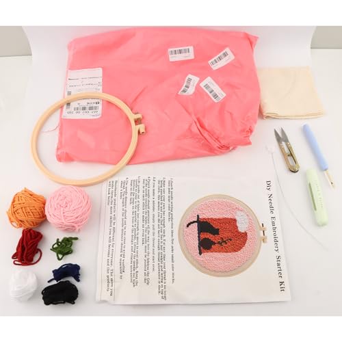 DIY Punch Needle Kit for Adult Beginners, A Cat on the Windowsill - size: Cat Pattern