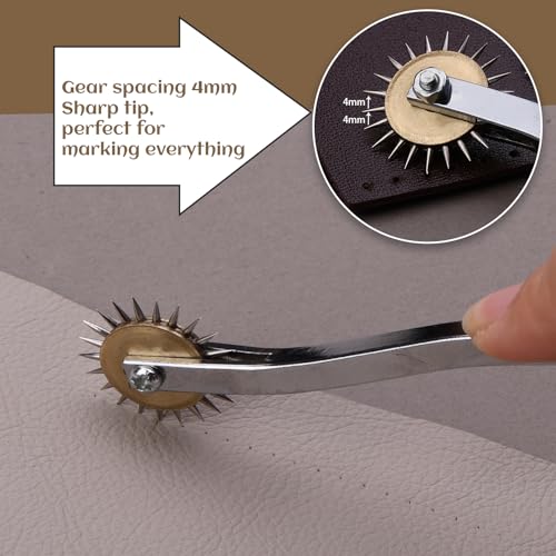 Luanrm Tracing Wheel Sewing Tool 2pcs 4mm Leather Needle Point 6.88in - color: Red-brown