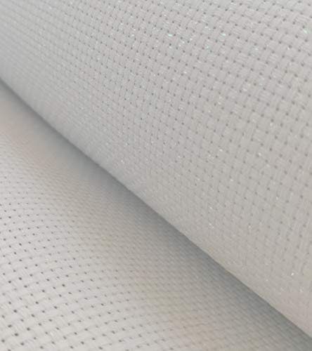 19" x 28" 11CT Counted Cotton Aida Cloth Cross Stitch Fabric (White Opal) - color: White Opal