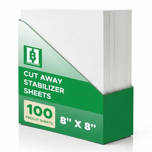 HBI Cut Away Embroidery Stabilizer Sheets, 8 x 8 in, 100 Pack - size: 8"x8" 100 Pcs 4x4 Hoops