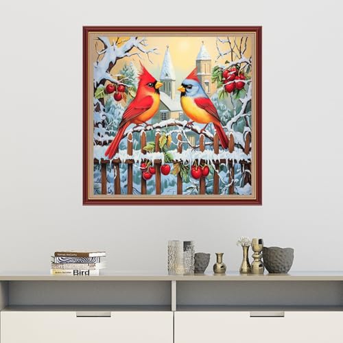 Dooxvey Cross Stitch Kits for Adults Beginners,Full Range of Cross-Stitch Stamped Kits Needlepoint Kits for Beginners Embroidery Kits 11CT Cross Stitch Patterns-Colorful Bird Snow Scene 18x18 inch - color: Magicolor07