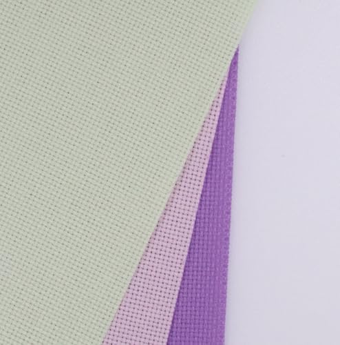 KCS 3 pc of 15" x 18"(38cmx45cm) 16 Count Cross Stitch Cotton Aida Cloth Needlework Rolled Fabric Box,16CT,Lavender+Pink+Light Green - color: Lavender+pink+light Green, size: 16CT