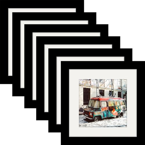 6x6 Black Picture Frames Square Classic Natural Wood 6 Pack for Wall Mounting and Tabletop Display - color: Black, size: 6x6