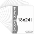 10 Pack Backing Boards, 18x24 Acid-Free Uncut White Mat Boards - size: 18X24