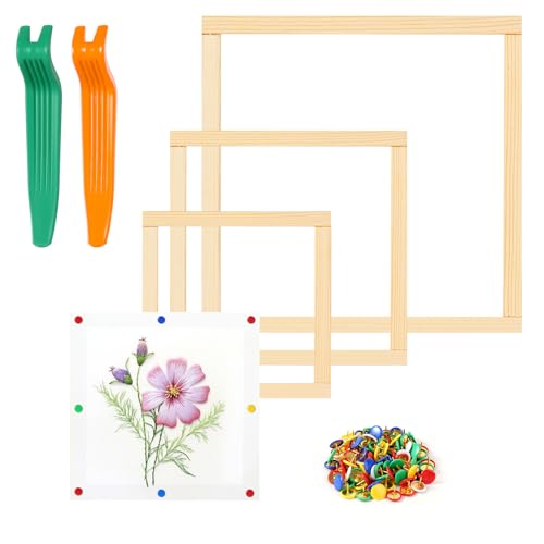 6 Set Wooden Needlepoint Stretcher Bars for Needlework with Tools - color: Wooden
