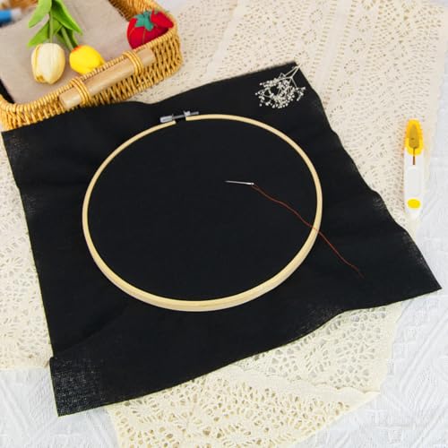 20 PCS Linen Black Embroidery Fabric Pre-Cut Solid Color - color: Black 20 Pcs