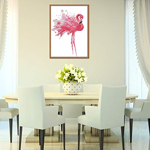 ITSTITCH Cross Stitch Kits Stamped Holiday Gift DIY Embroidery Starter Kits Easy Patterns Embroidery for Girls Crafts DMC Stamped Cross-Stitch Supplies Needlework Flamingos - color: Stamped 13.6×18.2 inch