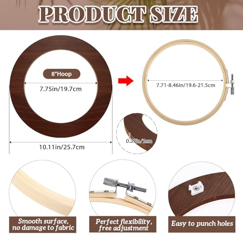 RattanView 12 Pcs Wood Embroidery Hoop Frame for Display 8 Inch - color: Walnut, size: 8 inch