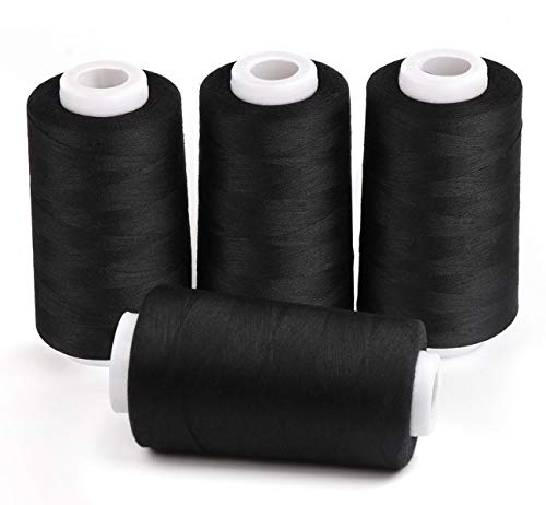 ilauke 4 x 3000 Yards Black Serger Thread Cones - color: Black