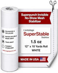 Superpunch No Show Mesh Stabilizer, 1.5 oz, White, 12 in x 10 yd - color: White, size: 12 inch x 10 yard roll