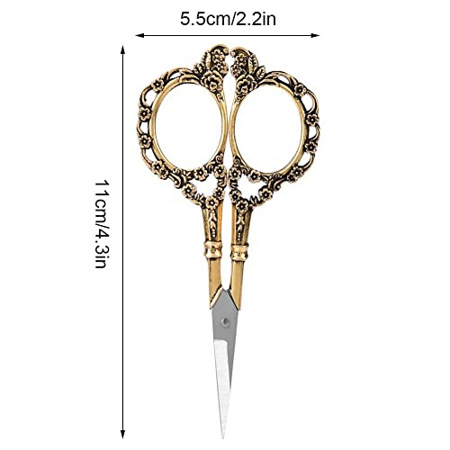 Antique Vintage Scissor Length 11cm/4.3in Cutting Embroidery Flower Pattern Scissors Sewing Tool Tailor European Needlework Household DIY Sewing Accessories (#3)