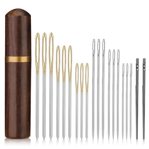 ZMAAGG Leather Sewing Needles, Needle Bottle, 21 PCS 3 Sizes Leather Needle