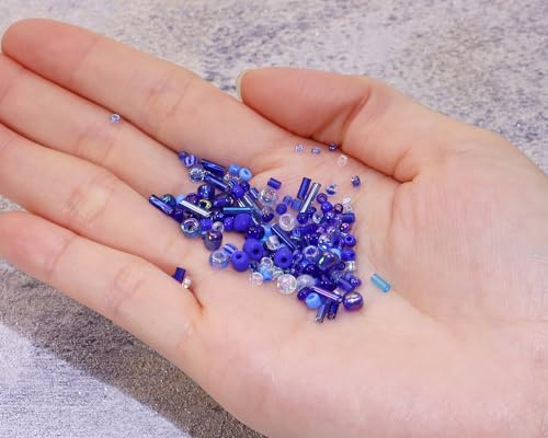 Mixed Craft Beads 1000Pcs/20g Glass Seed Tube Bead Bugle Bead 1.5-4.5mm Small Loose Spacer Beads for DIY Bracelets Necklace Earring Jewelry Making (Royal Blue) - color: Royal Blue